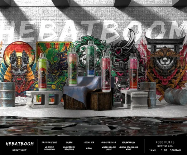 20240103105256.webp Hebat 喜貝 BOOM 7000口 拋棄式電子煙|具備 14ml 巨量油倉與 500mAh 可充電續航,採用 3.5% 尼古丁鹽完美比例擊喉感炸裂,提供細膩霧化體驗