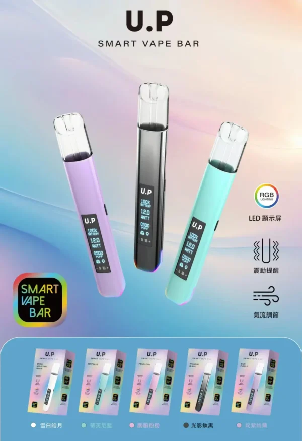 20251201115155_745_516.webp U.P 智能 一代通用主機|具備 RGB 七彩燈效智慧發光與極致炫彩外殼,搭載智慧溫控穩定技術,完美相容一代煙彈