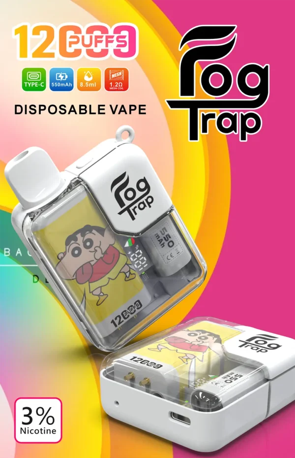 4bf9ecb11a310f2e86089c5b10faa3fe.webp 【買十送一】Fog Trap 限量聯名 蠟筆小新 × LABUBU 12000口拋棄式電子煙|配備油電數位顯示屏,支援雙檔功率切換