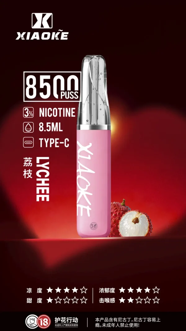 DM_20260528143241_005.webp XIAOKE 梟客 8500口拋棄式電子煙|含 8.5ml儲油量與 3%尼古丁鹽,支援 Type-C充電