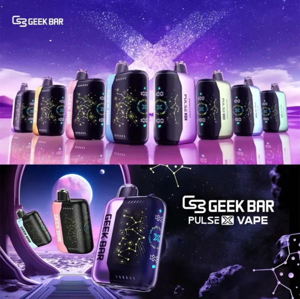 【買5贈1】GEEK BAR Pulse X 星空系列 25000口 拋棄式電子煙｜首創 3D 曲面全螢幕視覺設計，搭配 18ml 巨量裝與 5% 尼古丁鹽，帶來強勁擊喉與超長效續航體驗