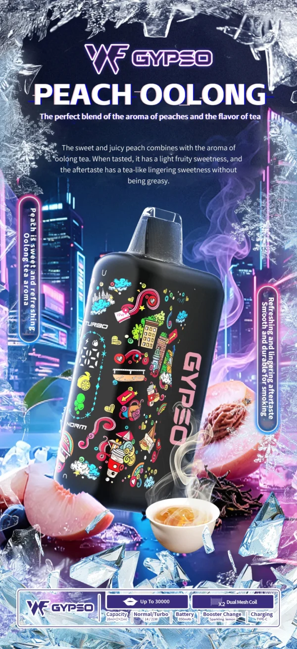 GYPSO滿天星30000口抛棄式電子煙-10.webp GYPSO 滿天星 30000口拋棄式電子煙|18ml巨量油艙,支援 Normal/Turbo 雙功率與 Type-C充電
