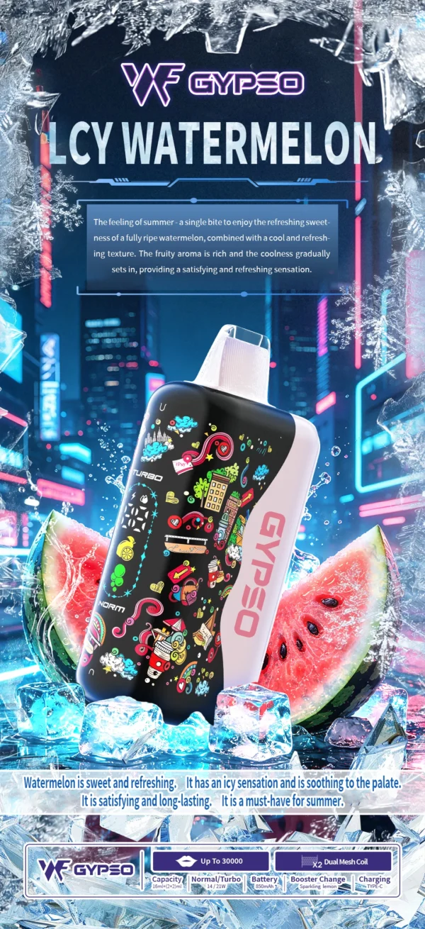 GYPSO滿天星30000口抛棄式電子煙-8.webp GYPSO 滿天星 30000口拋棄式電子煙|18ml巨量油艙,支援 Normal/Turbo 雙功率與 Type-C充電