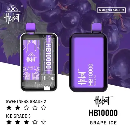 Hebat喜貝拋棄式一次性10000口-5.webp Hebat 喜貝 10000口拋棄式電子煙|15ml大容量與 5%尼古丁鹽,配備 LED 螢幕顯示並支援 Type-C 快充