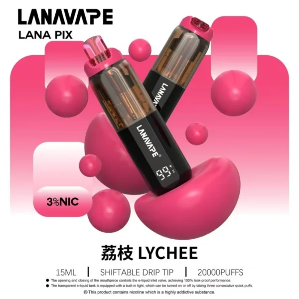 LANA PIX 閃光彈 20000口拋棄式電子煙｜可摺疊式吸嘴，配備 15ml儲油、850mAh電池與 Mesh網芯