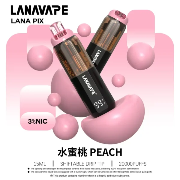 LANA PIX 閃光彈 20000口拋棄式電子煙｜可摺疊式吸嘴，配備 15ml儲油、850mAh電池與 Mesh網芯