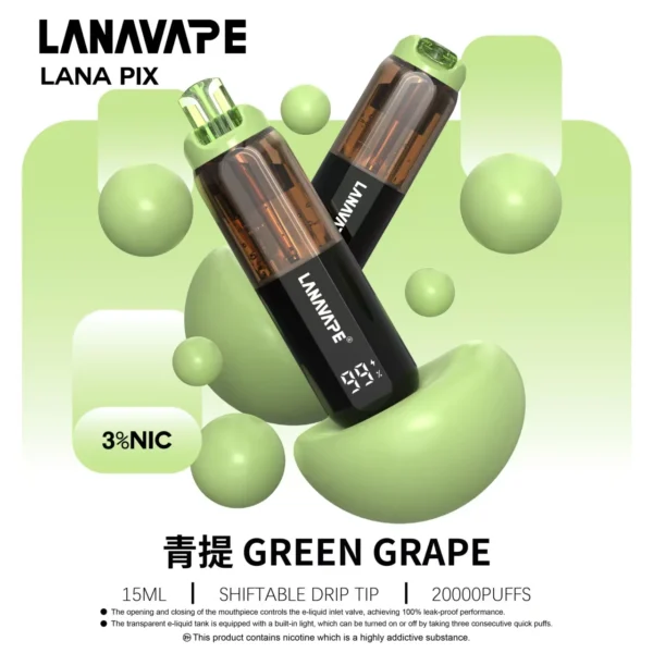 LANA PIX 閃光彈 20000口拋棄式電子煙｜可摺疊式吸嘴，配備 15ml儲油、850mAh電池與 Mesh網芯