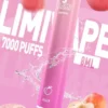 LIMI 7000口 拋棄式電子煙｜具備 3.5% 尼古丁鹽強勁擊喉感與冰感水果系列清涼口感，搭載吸氣發光 LED 燈條及 650mAh 可充電池