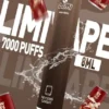LIMI 7000口 拋棄式電子煙｜具備 3.5% 尼古丁鹽強勁擊喉感與冰感水果系列清涼口感，搭載吸氣發光 LED 燈條及 650mAh 可充電池