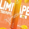 LIMI 7000口 拋棄式電子煙｜具備 3.5% 尼古丁鹽強勁擊喉感與冰感水果系列清涼口感，搭載吸氣發光 LED 燈條及 650mAh 可充電池