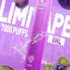 LIMI 7000口 拋棄式電子煙｜具備 3.5% 尼古丁鹽強勁擊喉感與冰感水果系列清涼口感，搭載吸氣發光 LED 燈條及 650mAh 可充電池