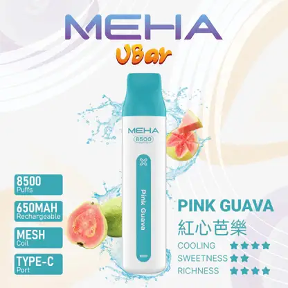 MEHA-8500口-VBar小白條-11.webp MEHA VBar 魅嗨 小白條 8500口 拋棄式電子煙|具備 3% 尼古丁鹽黃金配方與冰爽水果系列清涼口感,採用 8500 口大容量規格,搭配 650mAh 大電量可充電設計