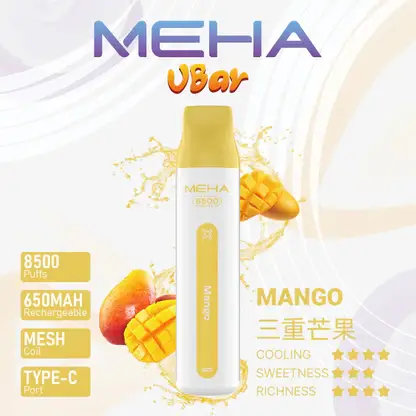 MEHA-8500口-VBar小白條-5.webp MEHA VBar 魅嗨 小白條 8500口 拋棄式電子煙|具備 3% 尼古丁鹽黃金配方與冰爽水果系列清涼口感,採用 8500 口大容量規格,搭配 650mAh 大電量可充電設計