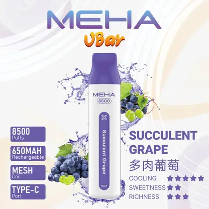 MEHA-8500口-VBar小白條-7.webp MEHA VBar 魅嗨 小白條 8500口 拋棄式電子煙|具備 3% 尼古丁鹽黃金配方與冰爽水果系列清涼口感,採用 8500 口大容量規格,搭配 650mAh 大電量可充電設計