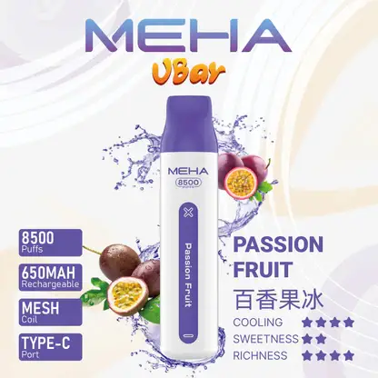 MEHA-8500口-VBar小白條-8.webp MEHA VBar 魅嗨 小白條 8500口 拋棄式電子煙|具備 3% 尼古丁鹽黃金配方與冰爽水果系列清涼口感,採用 8500 口大容量規格,搭配 650mAh 大電量可充電設計