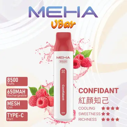 MEHA-8500口-VBar小白條.webp MEHA VBar 魅嗨 小白條 8500口 拋棄式電子煙|具備 3% 尼古丁鹽黃金配方與冰爽水果系列清涼口感,採用 8500 口大容量規格,搭配 650mAh 大電量可充電設計