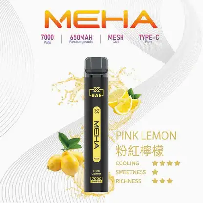 MEHA XBAR 魅嗨 小黑條 7000口 拋棄式電子煙｜具備 3% 尼古丁鹽黃金配方與極強冰感體驗，採用 Mesh 芯爆發力強，搭配 650mAh 大電量可充電長效續航