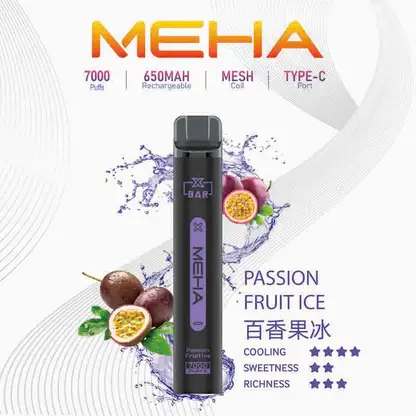 MEHA XBAR 魅嗨 小黑條 7000口 拋棄式電子煙｜具備 3% 尼古丁鹽黃金配方與極強冰感體驗，採用 Mesh 芯爆發力強，搭配 650mAh 大電量可充電長效續航