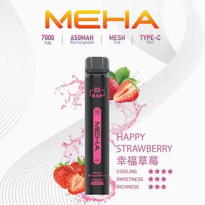 MEHA XBAR 魅嗨 小黑條 7000口 拋棄式電子煙｜具備 3% 尼古丁鹽黃金配方與極強冰感體驗，採用 Mesh 芯爆發力強，搭配 650mAh 大電量可充電長效續航