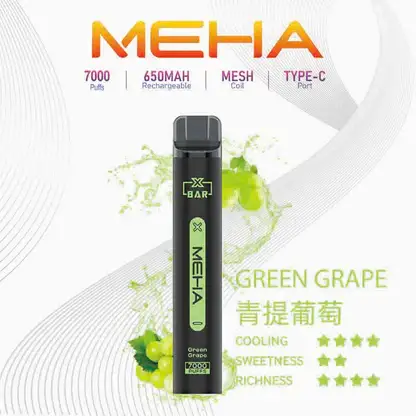 MEHA XBAR 魅嗨 小黑條 7000口 拋棄式電子煙｜具備 3% 尼古丁鹽黃金配方與極強冰感體驗，採用 Mesh 芯爆發力強，搭配 650mAh 大電量可充電長效續航