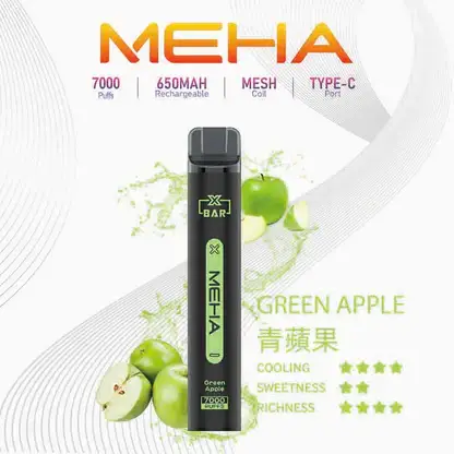 MEHA XBAR 魅嗨 小黑條 7000口 拋棄式電子煙｜具備 3% 尼古丁鹽黃金配方與極強冰感體驗，採用 Mesh 芯爆發力強，搭配 650mAh 大電量可充電長效續航