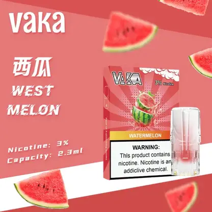 VAKA 一代通用煙彈 2.3ml 三顆入｜具備七彩 LED 閃爍燈效與升級陶瓷芯技術，採用 3% 尼古丁鹽順滑口感，三顆入大容量包裝，適配一代主機