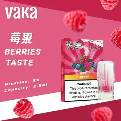 VAKA 一代通用煙彈 2.3ml 三顆入｜具備七彩 LED 閃爍燈效與升級陶瓷芯技術，採用 3% 尼古丁鹽順滑口感，三顆入大容量包裝，適配一代主機