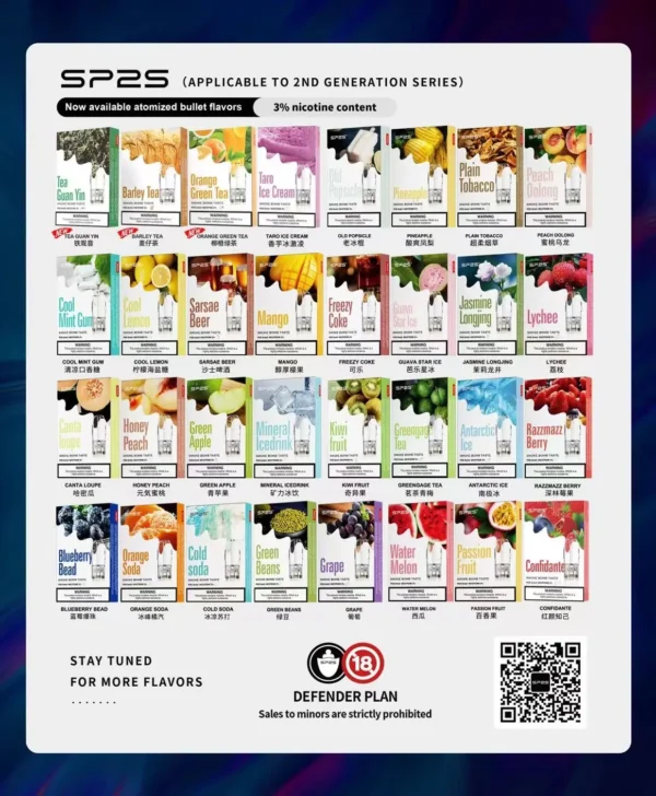 sp2s通用煙彈.webp SP2S 思博瑞 一代通用煙彈|採用升級陶瓷霧化芯與 3%尼古丁鹽,防漏順滑設計且通用一代主機
