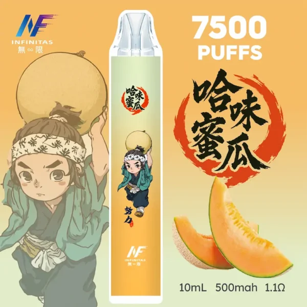 INF 無限 鬼滅之刃聯名 7500口 拋棄式電子煙｜具備鬼滅之刃聯名造型與 10ml 大容量煙油，採用 Mesh 網芯爆發口感，配置 550mAh 大容量電芯