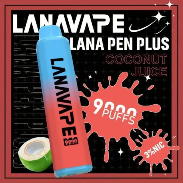 圖片_20260721191447-768x768-1.webp LANA PEN PLUS 9000口拋棄式電子煙|15ml儲油搭配 3%尼古丁鹽,配備 Mesh網芯並支援 Type-C充電